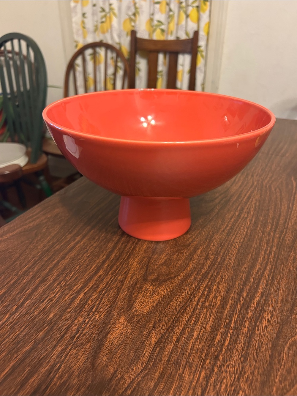 10” wide 6” tall orange/red bowl